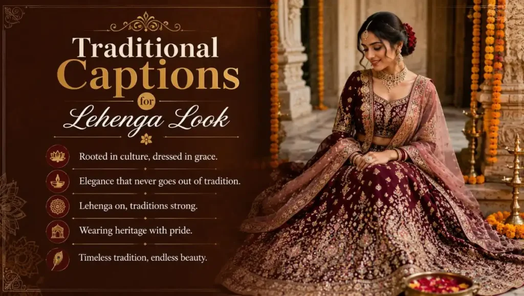 Traditional Captions for Lehenga Look