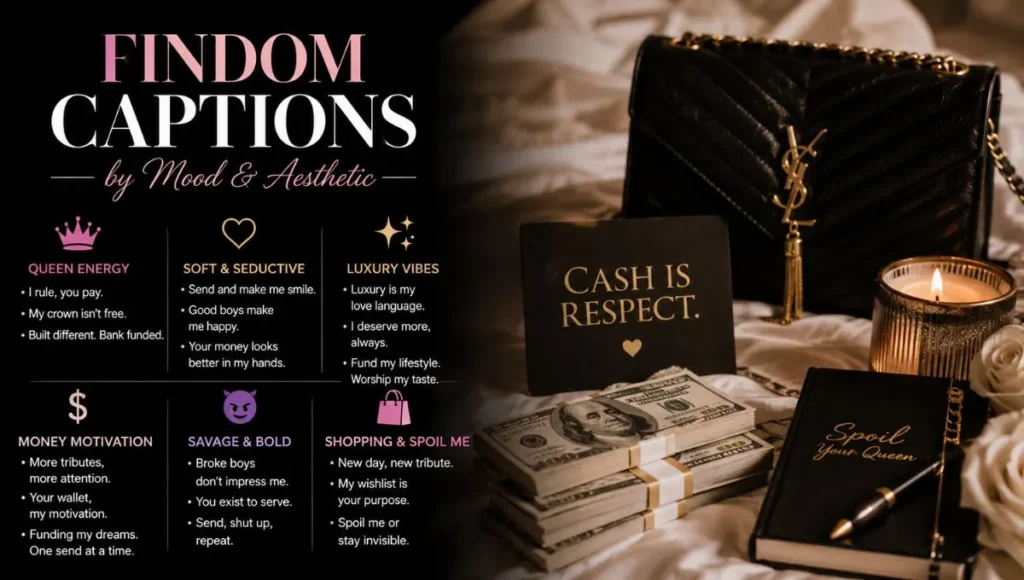 Findom Captions by Mood & Aesthetic