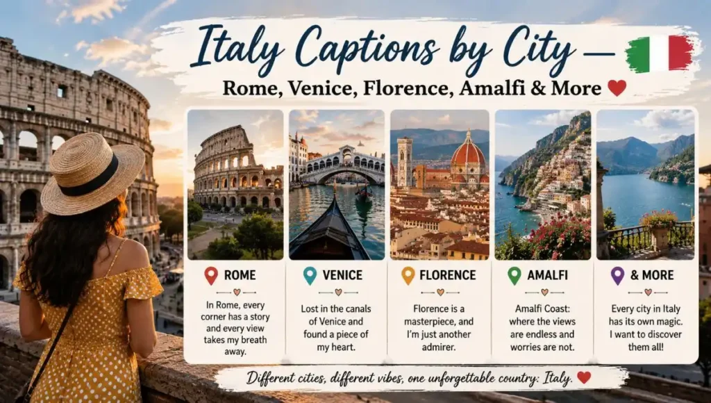 Italy Captions by City — Rome, Venice, Florence, Amalfi & More